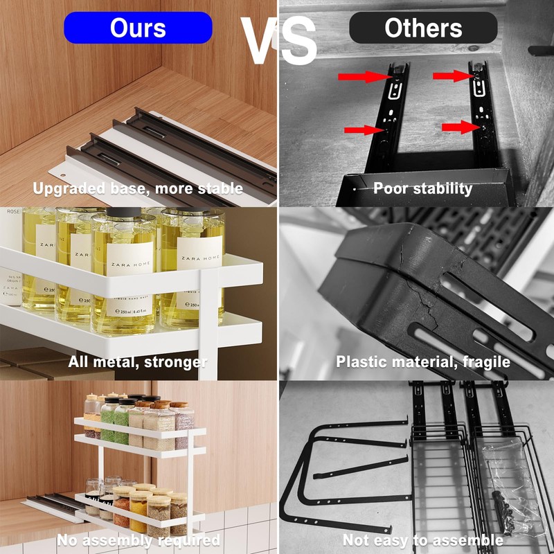 Mustorn 2 Pack Pull Out Spice Rack Organizer for Cabinet,