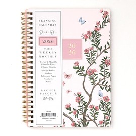 Blue Sky Rachel Parcell 2026 Weekly and Monthly Planner Calendar, January 2026 - December 2026, 5" x 8", Clear Pocket Cover, Durable Twin Wire Binding, Laminated Tabs, Pocket, Stickers, Cherie