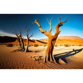 ZatiasMiller Reptile Habitat Background Amazing Lonely Dead Trees Desert Terrarium Background Blue Sky Desert Sand Dune Landscape Tank Wallpaper Background Decors Vinyl 72x24in