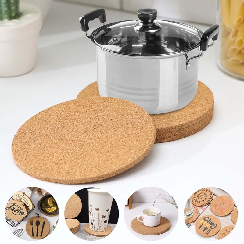 Asfrode Pack of 6 Round Pot Coasters Cork, 19 cm