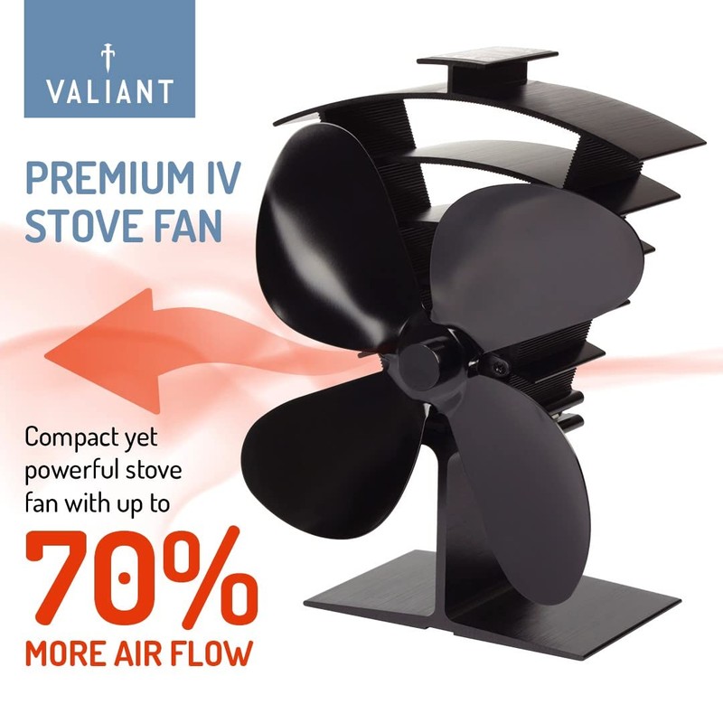 Valiant (FIR361) Premium IV 4-Blade Heat Powered Log Burner &