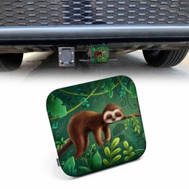 Beabes Sloth Hitch Covers 2 Inch Cute Sloth Bear Tropical Forest Palms Trailer Hitch Cover Tube Plug Insert, Car Exterior Accessories, Receiver Tube Hitch Cover for Trucks