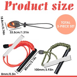 egniFurn 2 Pack Heavy-Duty Ferro Rod Fire Starter, Ferrocerium Rod with Paracord Lanyard, Striker, Survival Whistle, for Camping, Hiking, Emergency Preparedness & Outdoor Survival