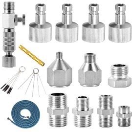 16PCS Airbrush Adapter Set Includes 12PCS Airbrush Adapter Kit Fitting Quick Release Disconnect Fitting Connector,Airbrush Hose with Airbrush Spray Cleaning Repair Tool for Air Compressor