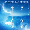 Star and Moon Earrings 925 Sterling Silver Moonstone Stud Earrings