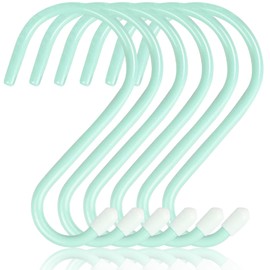DINGEE 6 Inch Large Heavy Duty S Hooks,Green S Hook for Hanging Clothes,Rubber Coated S Hooks, Non Slip Vinyl Coated S Hanger Hook for Hanging Plants Outdoor, Pots and Pans, Coffee Cups, Garden