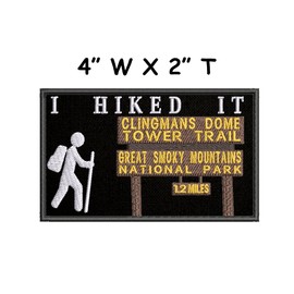 mybrand I Hiked It! Clingmans Dome Tower Trail Great Smoky Mountains National Park Embroidered Patch Iron Seek Adventure Hiking Nature Merit Badge Emblem Tag Gift Applique for Vest Jeans Clothing