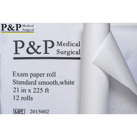 Disposable Medical Exam Table Paper Standard Crepe White with Smooth Finish Moisture Resistant 21" x 225' Premium Lightweight and Comfortable by P&P MEDICAL SURGICAL Pack of 1 Roll