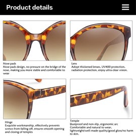 Women's sunglasses, polarised sunglasses, fashion sunglasses, women's round, suitable for outdoor travel, hiking, mountaineering, Leopard Teal