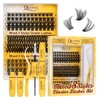 QUEWEL Lash-Cluster Kit 176Pcs D Curl Mixed 3 Styles Eyelashes-Individual