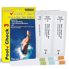 Industrial Test Systems Pool Check 3in1 | 10 Individually Wrapped Test Strips in Pocket Pack | Test Free Chlorine, Alkalinity, & pH | Ideal for Public Pools & Waterparks