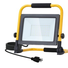 AUXTINGS 50W 5000LM Adjustable Portable LED Work Light 6000K LED Flood Lights with Stand,10ft Cord with Plug for Repairing Workshop Garage Construction Job Site Outdoor Home, IP66 Waterproof