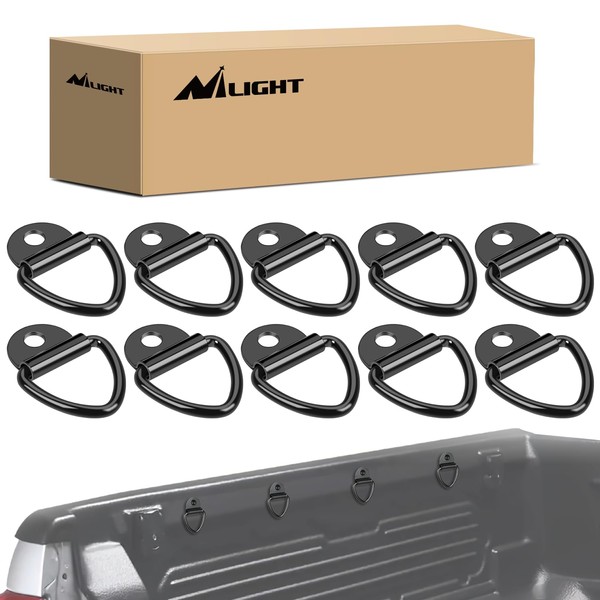 Nilight 10 Pack Tie Down Anchors Heavy Duty Steel V-Ring