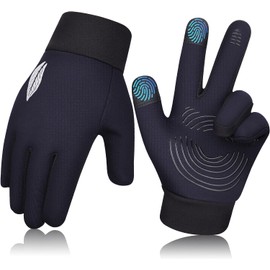 Kids Warm Winter Thermal Gloves: Boys Girls Children Touchscreen Fleece Mitten for Bike Running, Anti-slip Lightweight Blue Gloves Age 8-10 for Outdoor Sports Riding Walking Cycling Ski Football