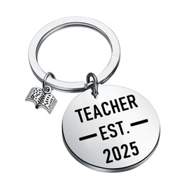 BNQL New Teacher Gifts Teacher Est 2025 Keychain future teacher gifts Teacher Graduation Gifts for Students Teacher 2025 Gifts (teacher 2025 keychain)