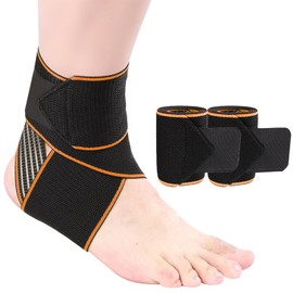 ZEACCT Pack of 2 Ankle Brace, Adjustable Ankle Support Strap, Compression Ankle Brace, Sports Ankle Support Strap, Ankle Compression Strap for Achilles Tendonitis, Weak Ankle (Orange)