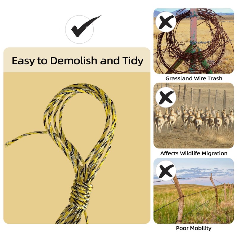 Upgraded Electric Fence Poly Wire 1312 Feet 400 Meters, 9