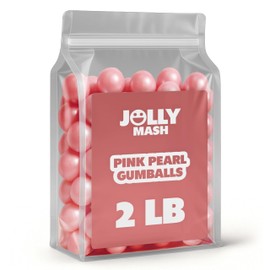Light Pink Pearl Shimmer Gumballs Candy | 2 LBS | Pink Bubble Gum Bulk Bag