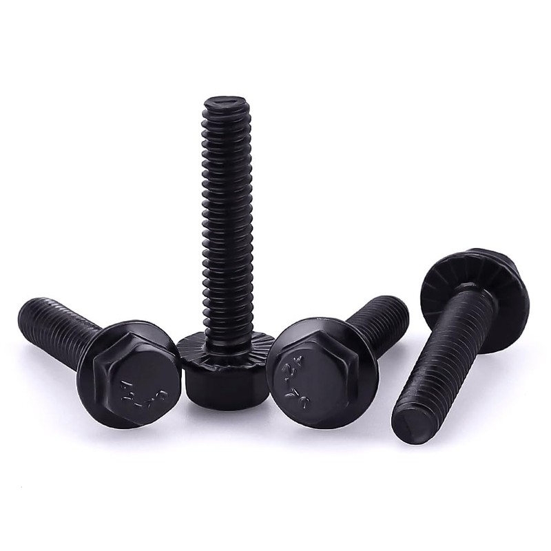 1/4-20 x 1 Black Flanged Hex Head Bolts Screws, 304