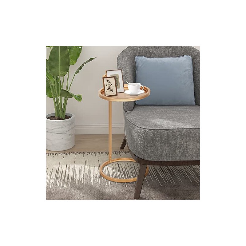 MAYPEX 14" C Round Metal Accent Table End Table for