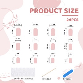 BelleVive 24 Pieces Square Press On Nails, Long False Nails, French Tip, Stick On Nails, Brown Chrome Acrylic Nails, 3D Water Wave Design, Squoval Glue On False Nails