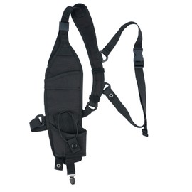 KUNN Universal Right Side Radio Shoulder Holster,Two-Way Radio Holder with Belt Clip,Radio Harness for BaoFeng,Motorola,Walkie Talkie Holder for Firefighter,Police(Black,Right)