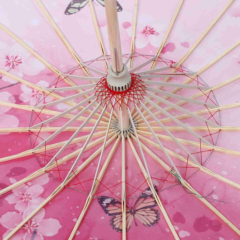 Women Handmade Umbrella Windproof Chinese Classical Dance Umbrella(Pink)