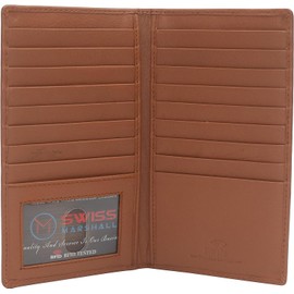 Marshal Bifold Leather RFID Blocking Wallet For Men & Women | Genuine Leather Holder With 19 Slots, 2 Bill Compartments & ID Window | For Credit/Debit Cards, Money & More (CN Tan)
