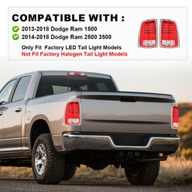ALLGOOD LED Tail Lights Assembly Compatible with Dodge Ram 1500 2009-2018; Compatible with Dodge Ram 2500 2010-2018 Left & Right Clear/Red Lens Chrome Housing Rear Lights Lamps