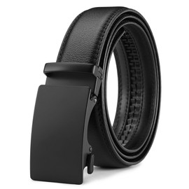 LEEXTON Mens Belts Leather Ratchet Belt, Adjustable Slide Belts For Men, Automatic Buckle 1 3/8" Belt for Casual Dress