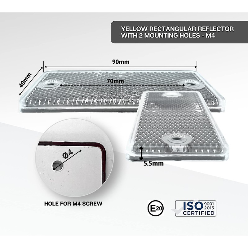 DOJA Barcelona Trailer Reflector Rectangular Rear Reflector Universal Pack 10