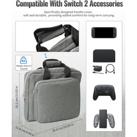 AstroniSync Carrying Case for Switch 2 –Travel Bag with Double Compartments, Shockproof Padding & Handle, Fits Switch 2 Console and Switch 2 Accessories, Dustproof 600D Oxford Fabric (2025 Model)