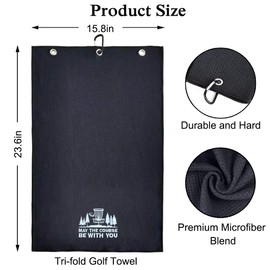 DYJYBMY May The Course Be with You Funny Embroidered Disc Golf Towels for Golf Bags with Clip, Golfclub Gifts for Men Women, Funny Disc Golf Gifts for Men Women Disc Golf Fan Disc Golf Lovers