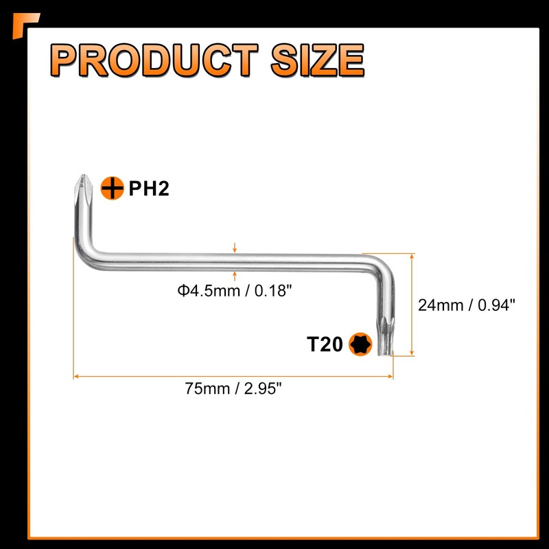 sourcing map 2pcs Offset Screwdriver PH2/T20 Phillips Torx Head Right