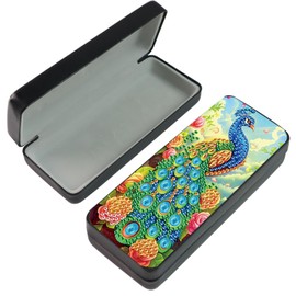 SHEGZHUC Diamond Painting Glasses Case Hard Case 16 x 6.8 cm Diamond Painting Portable Sunglasses Storage Glasses Case for Men and Women Peacock Blue Flowers Roses Animals