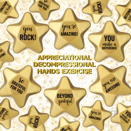 Deekin 36 Pieces Star Stress Balls 1.6 Inch Gold Mini Star Foam Balls Stress Star Relief Balls Stress Star Toys for Teens Adults School Student Bag Filler Party Decoration(Appreciation)