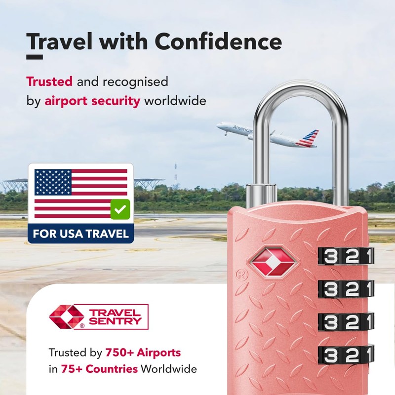 NOVLOCK Suitcase Padlocks – TSA Approved Suitcase Locks with 4-Digit