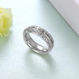 Cross Spinner Ring 925 Sterling Silver Faith Cross Rings for Women Anxiety Rings for Men Inspirational Christian Jewelry Gifts for Women Men, SIZE 8, Sterling Silver, Cubic Zirconia