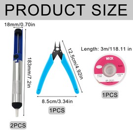 Gurxi 4 Pieces Desoldering Pump Micro Shear Wire Cutter Desoldering Wick 3 Types of Welding Kit Tools Soldering Removal Tool Soldering Iron Assistance Accessories Soldering Iron Auxiliary Accessories