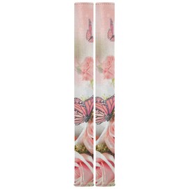 Oarencol Butterfly Flower Refrigerator Door Handle Covers Pink Roses White Calla Lilies Set of 2 Kitchen Appliance Decor for Fridge Oven Dishwasher