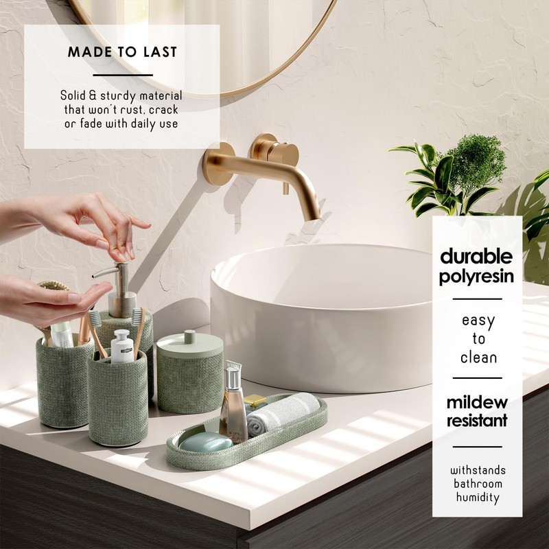 Clara Clark Sage Green Bathroom Set - Bathroom Accessories Set,