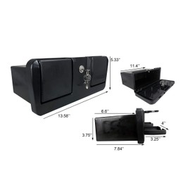 Pactrade Marine Boat Pontoon Yacht Storage Compartment Durable Standard Lightweight Lockable ABS Locking Plastic Glove Box Black Spacious with Keys (Black, with 2 Cup Holders & Keys)