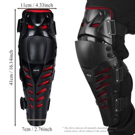Gute Knee Pads,Adjustable Long Leg Sleeve Gear Crashproof Nonslip Protective Shin Guards for Motorcycle Mountain Biking-Red