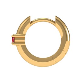 Silver Smile – Sterling Silver Gold Plated Huggie Hoop Earrings for Women (Ruby) – Gemstone Round Hoops Earring Set for Women and Girls - Gift Set for Christmas, Anniversary & Birthday