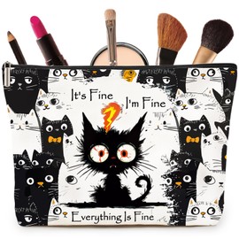 Joybble Makeup Bag, Cat Make up Bags for Women Girls, Cat Gifts for Women, Small Flat Lay Makeup Bag, Travel Cosmetic Bag Storage Organiser Toiletry Bag Zipper Pouch, Cute Stuff for Friend Sister (02)