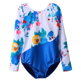 DAXIANG Leotards for Girls Gymnastics Long Sleeves Toddler Dance Leotard for Girl Blue 11-12Y