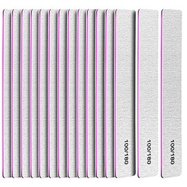 FANDAMEI Double Sided Nail Files, 15pcs Nail Styling Tools - 100/180 Grit Emery Boards for Home & Salon Use