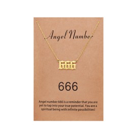 Sunique Angel Number Necklace for Women 666 Necklace Numerology Jewelry Gifts for Women Gold Plated