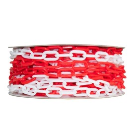 10 Meter 6MM Thickness Plastic Chain - Red & White, Durable Plastic Barrier Chain, Safety Chain for Crowd Control, Construction Sites, Hazardous Areas, Decorating