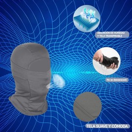 TN-MX0 Capucha Solar Transpirable con Cuello de Invierno, Resistente a los Rayos UV, para Motociclismo, Senderismo y Camping (Poliéster, Gris)